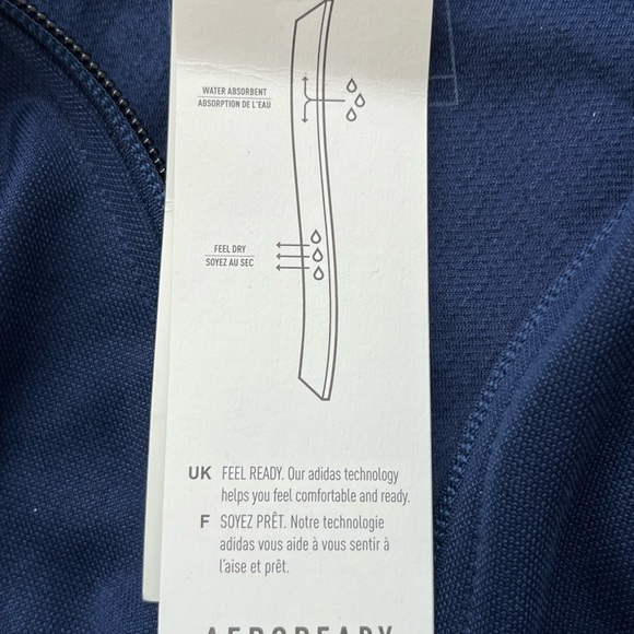 NWT-Adidas AEROREADY Youth Track Jacket Navy Blue Full Zip 13-14 / 164 - Picture 9 of 11